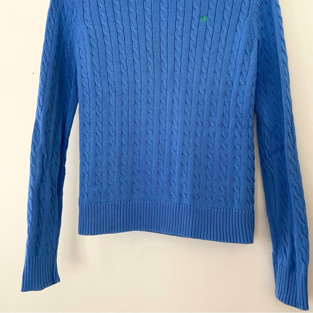 VTG Lilly Pulitzer Cable Knit Crew Neck Sweater Size Medium Blue Preppy Tennis - Picture 3 of 13